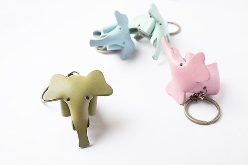 Little OH! 手工飾品 手工皮革大象鑰匙圈 聖誕禮物 客製化禮物