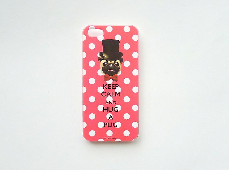 [ YONG ] Keep Calm & Hug A Pug iPhone Case (Pink) - เคส/ซองมือถือ - พลาสติก สึชมพู