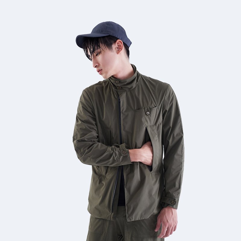 TRAN - 高領風衣夾克 - 男夾克/外套 - 聚酯纖維 綠色