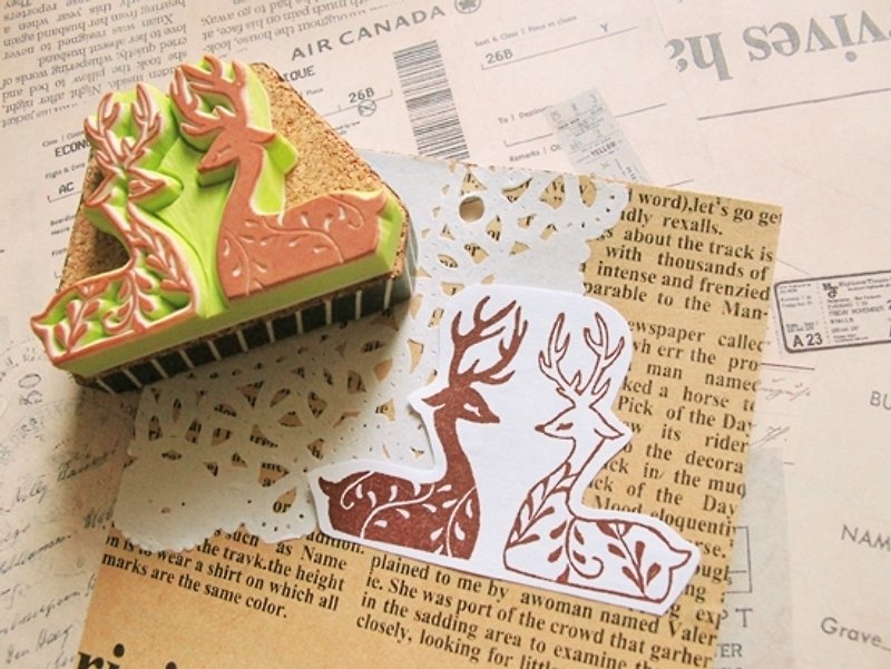 Apu handmade chapter beautiful and elegant sleeping deer stamp hand account stamp can be purchased alone - ตราปั๊ม/สแตมป์/หมึก - ยาง 
