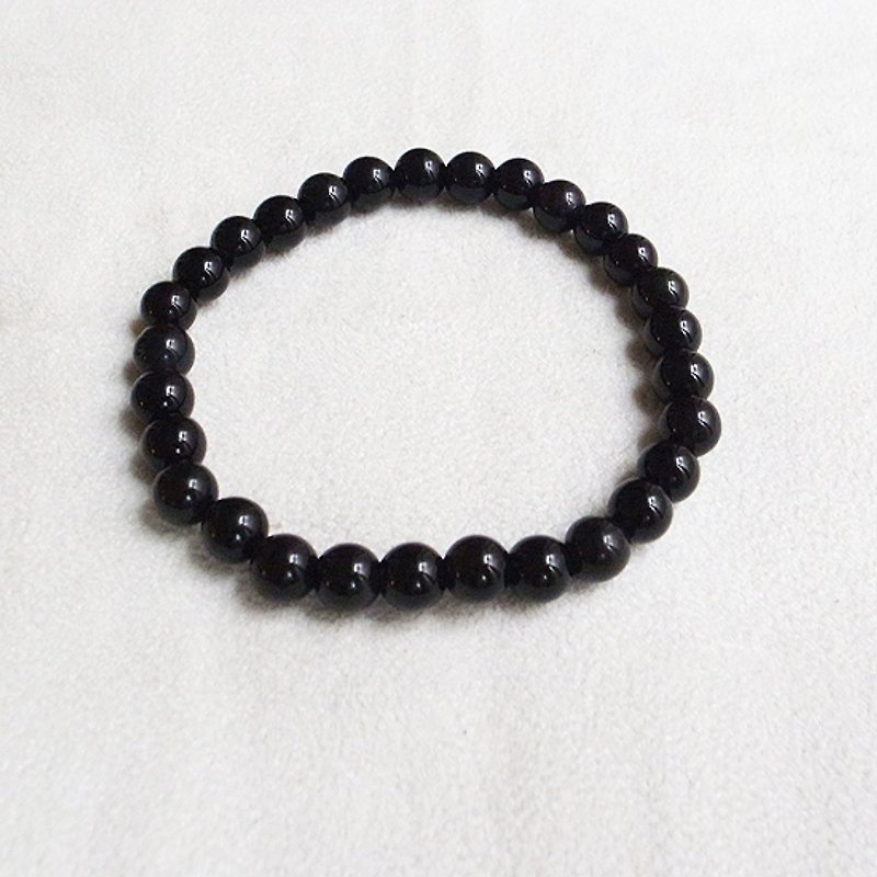 Handmade by Qixi [07266-6m] 6mm Obsidian Bracelet - Bracelets - Other Materials Black