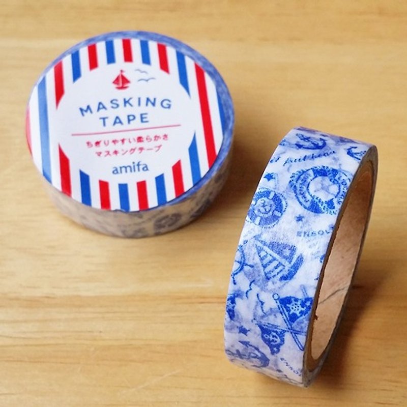 Japan amifa and paper tape [Navy wind - Blue (32420)] - Washi Tape - Paper Blue