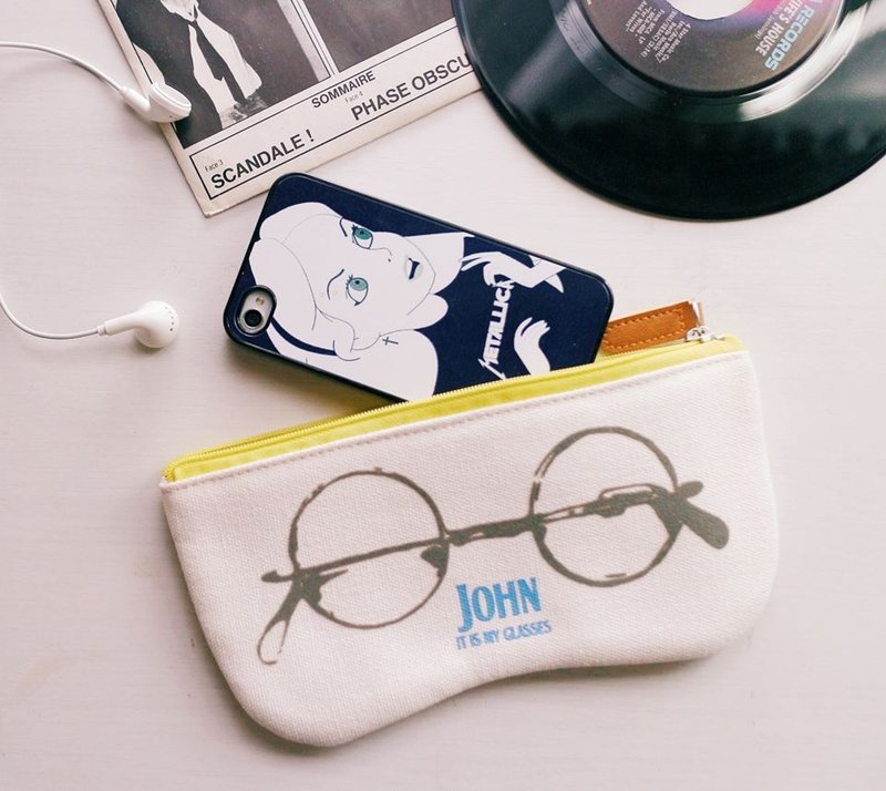 John Lennon ✌ 披頭四約翰藍儂圓圓眼鏡包 隨身包 手機袋 搖滾 嬉皮 男生禮物 - 其他 - 其他材質 白色