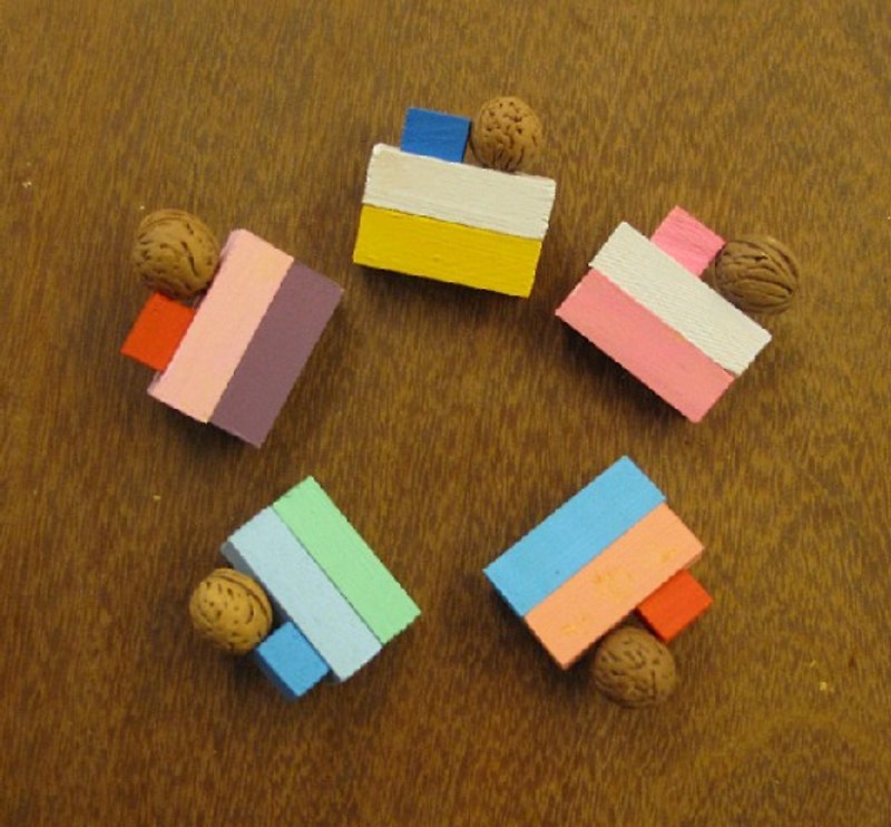 Building Block Brooch-Fruit Series - Brooches - Wood Multicolor