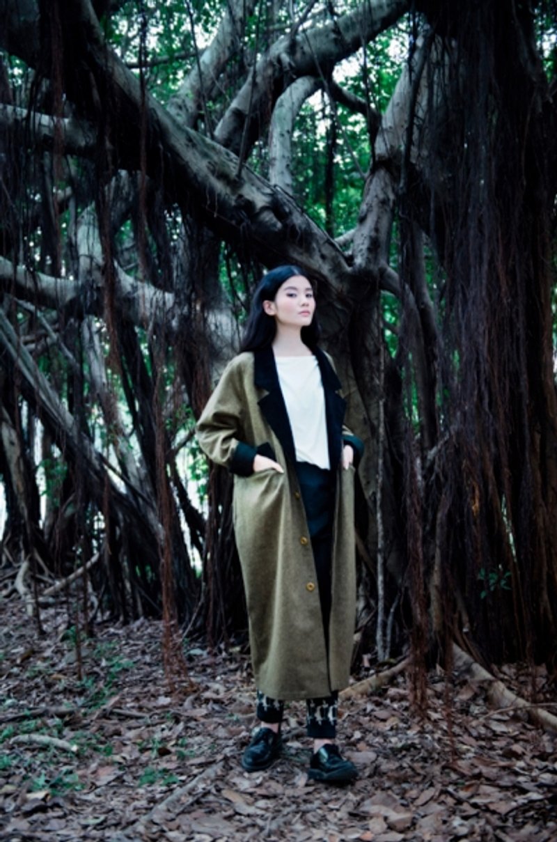 Envol Avec Ning 植物學家花園毛料大衣 黑 - 女大衣/外套 - 其他材質 黑色