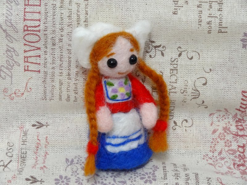 荷蘭女孩-羊毛氈  "鑰匙圈、吊飾、擺飾" (可客製化更改顏色) - 鑰匙圈/鎖匙扣 - 羊毛 多色