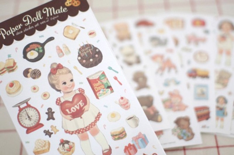 South Korea [Afrocat] paper doll mate sticker 2 (white background) hand account stickers 6 sheets of imported life mood - สติกเกอร์ - กระดาษ หลากหลายสี