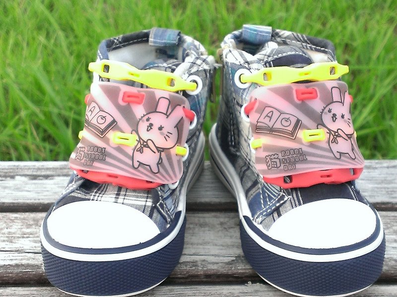 "ROBOX Box Cat" Co-branded Mixed Color Limited Edition-Qi Qi Rabbit (Sakura Pink) & Play Shoelaces (Egg Yellow + Maple Leaf Red) - รองเท้าเด็ก - ซิลิคอน สึชมพู