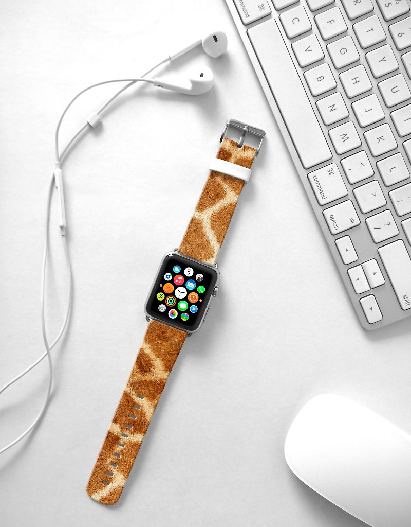 Apple Watch Series 1  , Series 2, Series 3 - Giraffe Pattern Watch Strap Band for Apple Watch / Apple Watch Sport - 38 mm / 42 mm avilable - สายนาฬิกา - หนังแท้ 