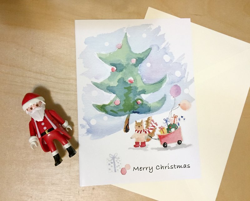 Zoe's forest squirrel Christmas out of print Christmas card PinkoiXmas Christmas present - การ์ด/โปสการ์ด - กระดาษ 