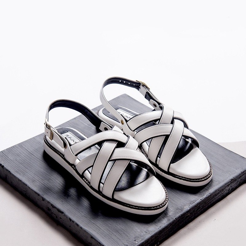 Gladiator Sandals shoes - Titanium white - รองเท้าลำลองผู้หญิง - หนังแท้ ขาว