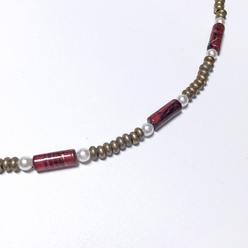 Mixture * retro dark hose brass brush gold bracelet - Bracelets - Other Materials Red
