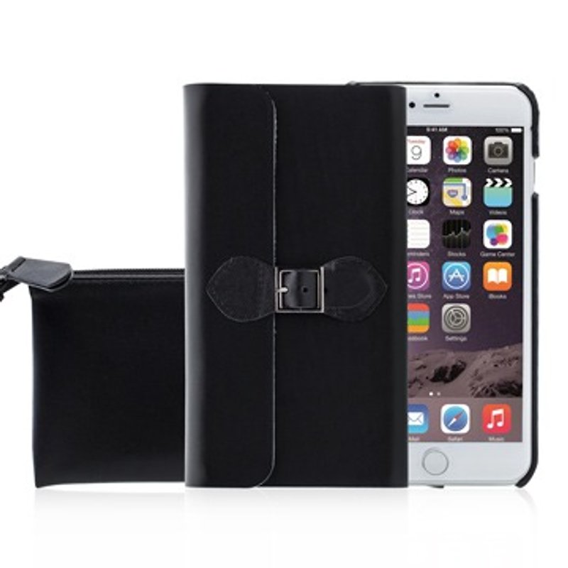 SIMPLE WEAR iPhone 6 / 6S Plus OSHARE British style Magnetic Leather Case - Black (4716779654653) - Phone Cases - Genuine Leather Black