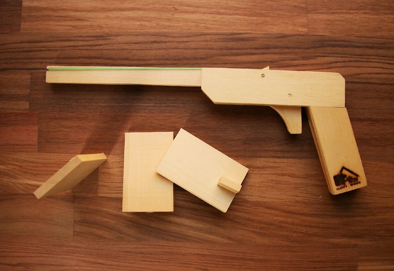 【阿拉斯加扁柏】DIY橡皮筋玩具槍&射擊標靶(3入) - 木工/竹藝/紙雕 - 木頭 咖啡色