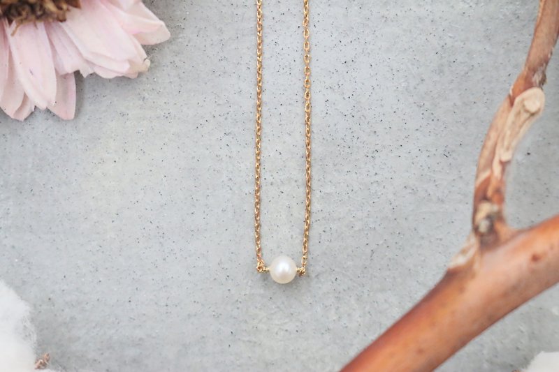 Pearl necklace brass 0317 Monday - สร้อยคอ - ไข่มุก ขาว