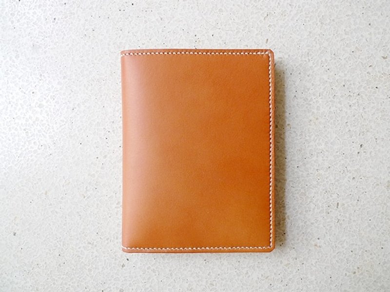 Honey Caramel Handmade Leather Passport Card Holder - Passport Holders & Cases - Genuine Leather Brown