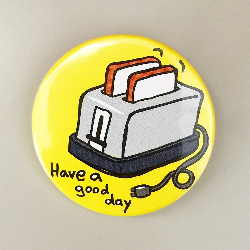 Badge wish you a great day | MonkeyCookie - เข็มกลัด/พิน - พลาสติก สีเหลือง