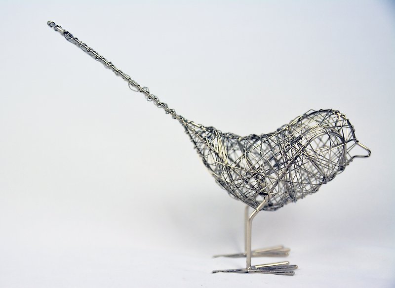Iron Bird Ornament-Straight Line-Fair Trade - ของวางตกแต่ง - โลหะ สีเงิน