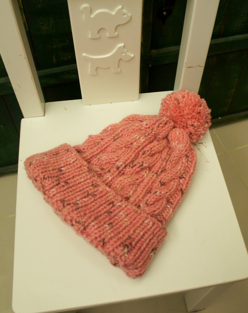 手工編織甜美風麻花編織球球毛帽~ - 帽子 - 其他材質 多色
