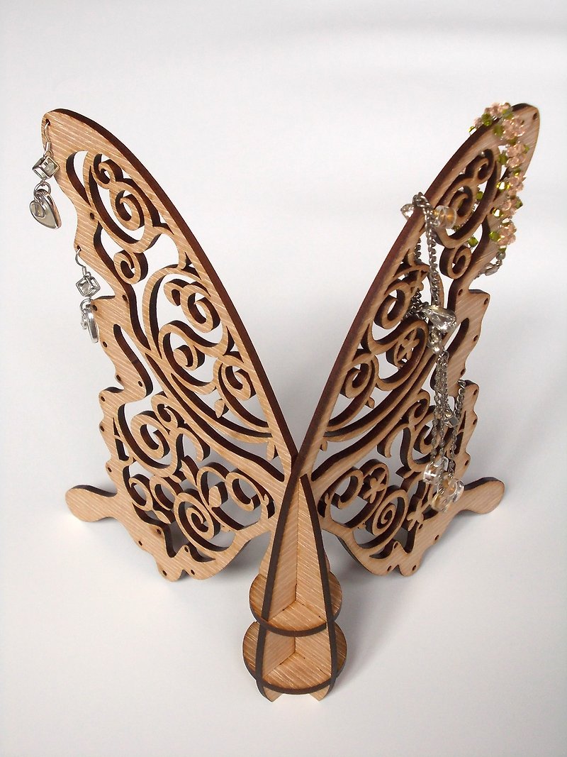 Jewelry rack-Butterfly - Earrings & Clip-ons - Wood Gold