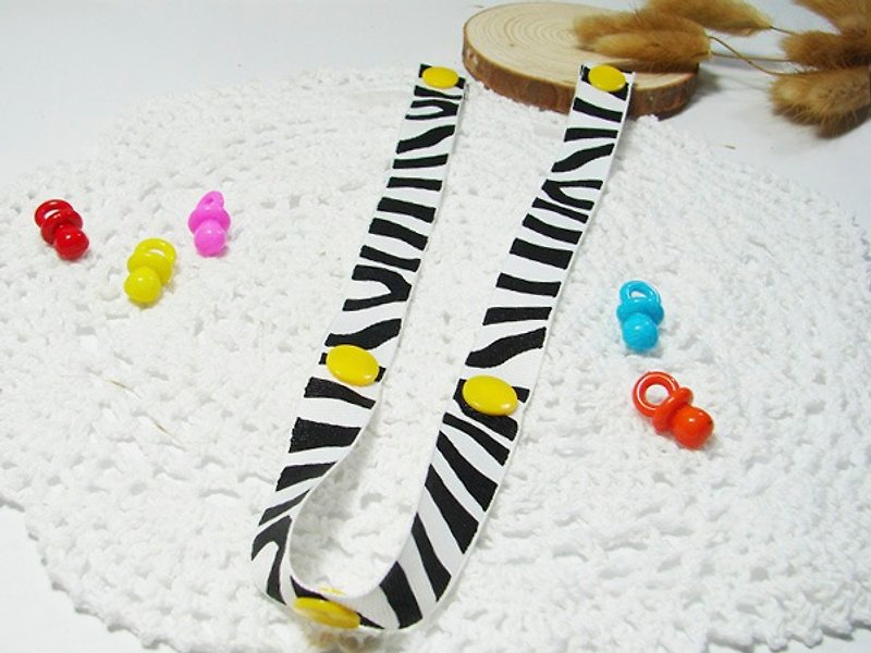 Cheerful baby stroller toy lanyard anti-drop rope anti-drop chain Sophie good partner (zebra pattern_black) - ผ้ากันเปื้อน - วัสดุอื่นๆ สีน้ำเงิน