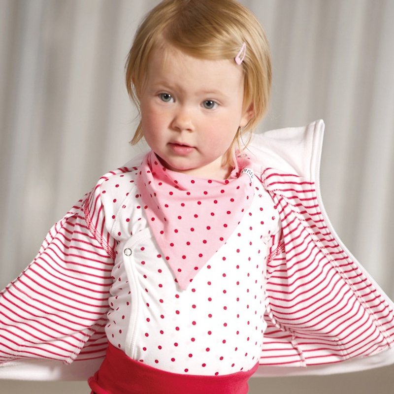 【北歐童裝】有機棉嬰兒圍兜口水領巾 彌月禮粉色點點 - 彌月禮盒 - 棉．麻 粉紅色