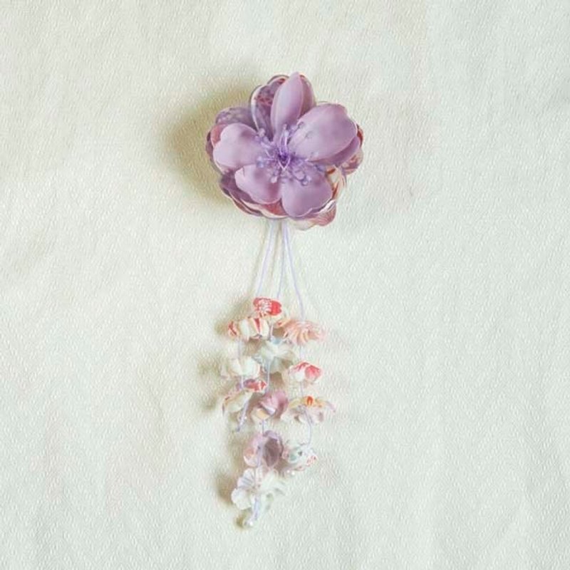 Cherry color, Jin Ying, small side clip brooch, styling hair accessories - purple - เครื่องประดับผม - ผ้าฝ้าย/ผ้าลินิน สีม่วง