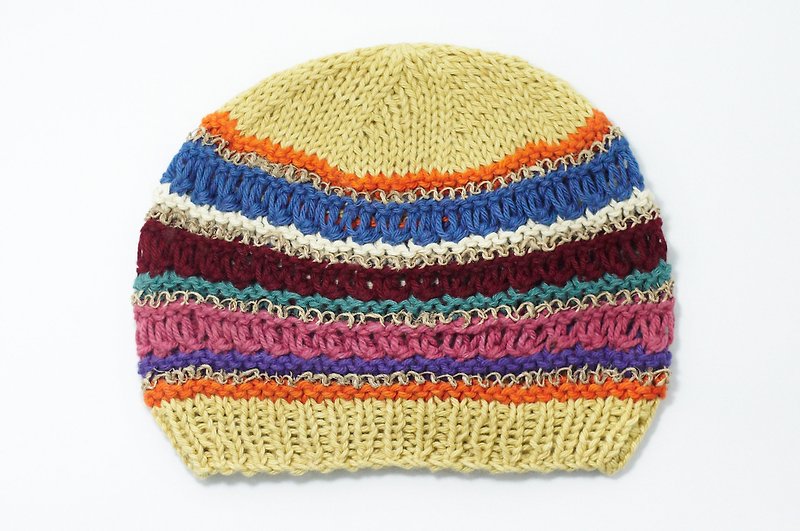 （ネパール製）母の日の贈​​り物手織りの帽子/手織りコットンキャップ/手織りの帽子/コットンキャップ - 黄色の日 - 帽子 - その他の素材 多色