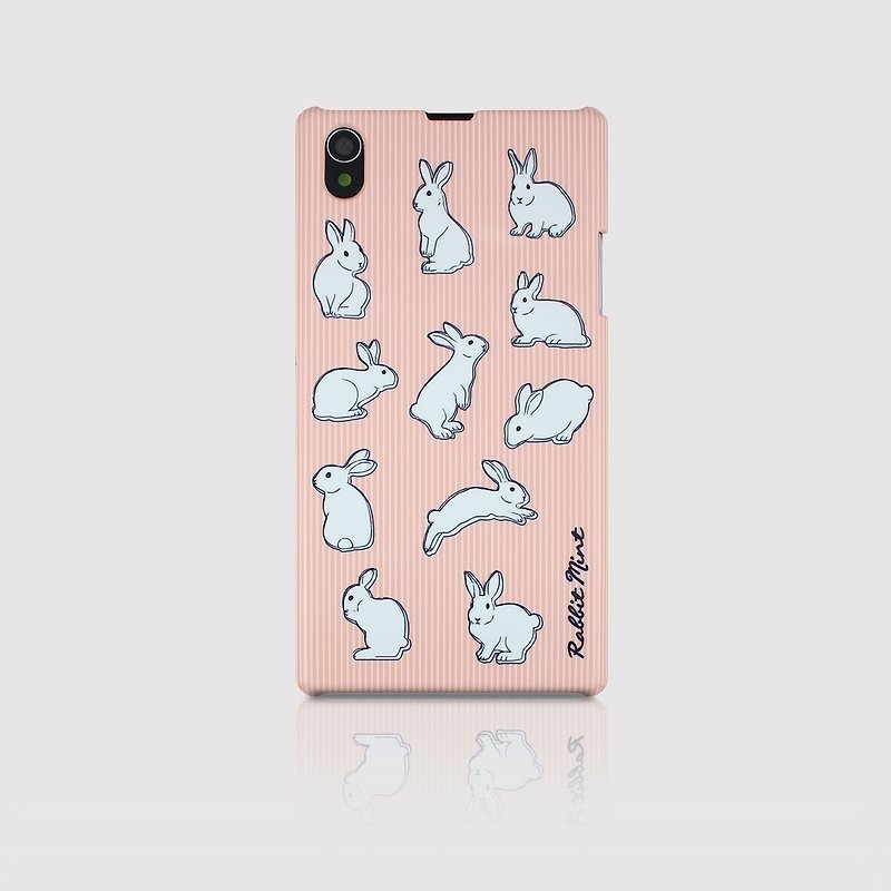 (Rabbit Mint) Mint Rabbit Phone Case - Pink Straight Series - Sony Z1 (P00050) - Phone Cases - Plastic Pink