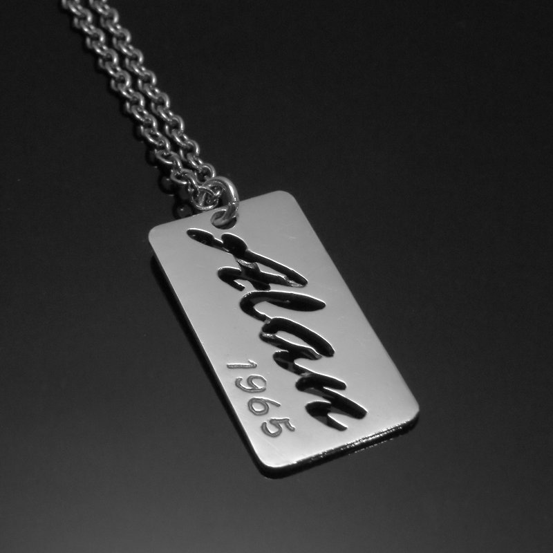 Name Series / Hollow Air Force Brand English Name Necklace / 925 Silver/ Customized - Necklaces - Other Metals Silver