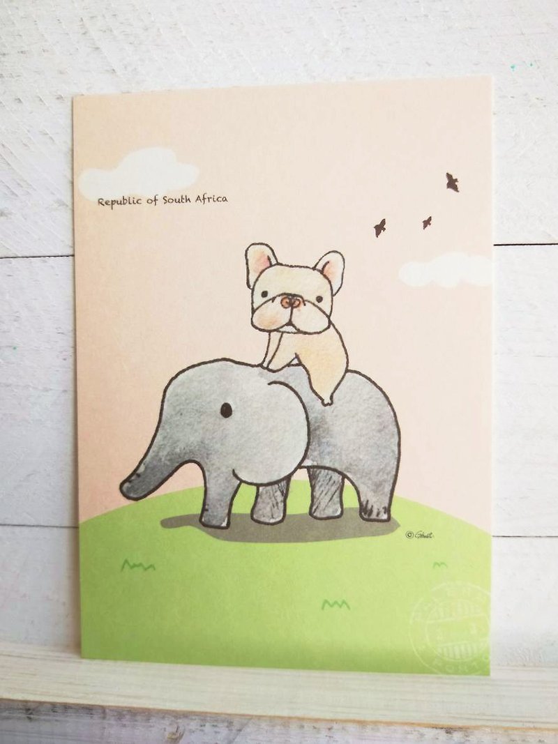 Thick Postcard-Fighting Elephant - Cards & Postcards - Paper Pink