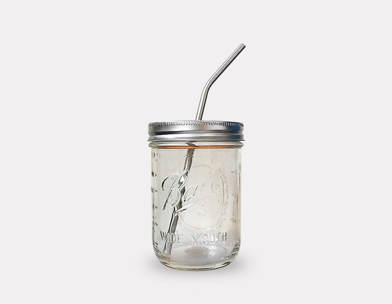 [Limited Offer] Ball Mason Jar - 16oz portable green wide mouth drink cup combination - Mugs - Glass 