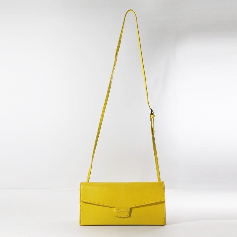 Passion Clutch yellow hand / shoulder / hatchback - Handbags & Totes - Genuine Leather Yellow