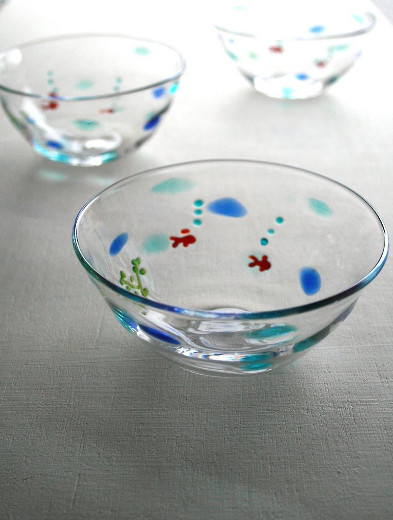 Hand-blown glass goldfish bowl dessert salad bowl - Small Plates & Saucers - Glass Blue