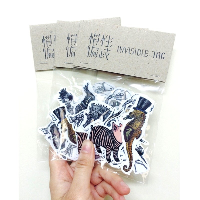 InvisibleTag # original texture thick waterproof stickers - สติกเกอร์ - กระดาษ สีดำ