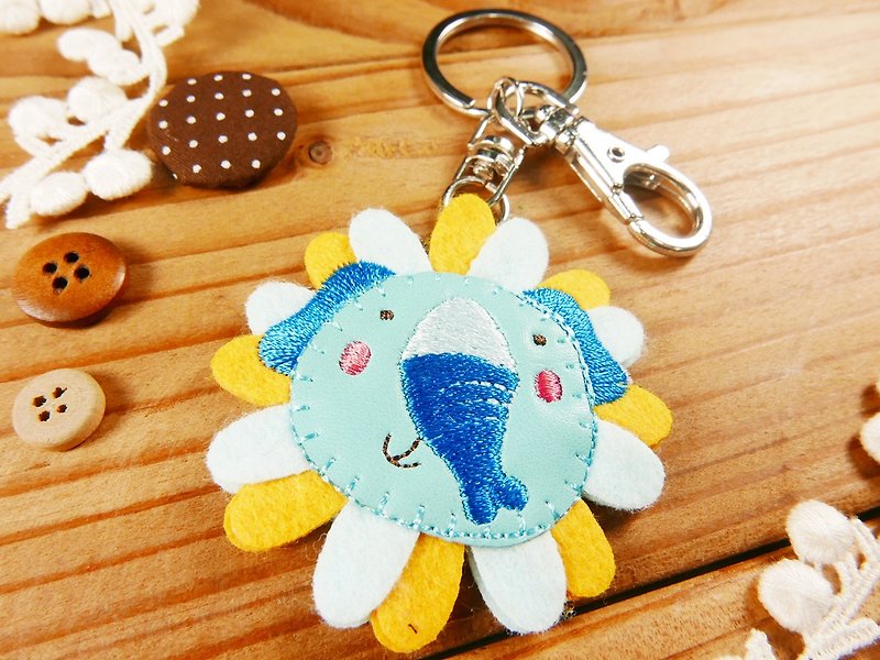 Embroidery Key Ring | Flower Animal Series-Elephant Finger Doll Pen Case Key Ring | Art Light Sticky - Keychains - Other Man-Made Fibers Multicolor