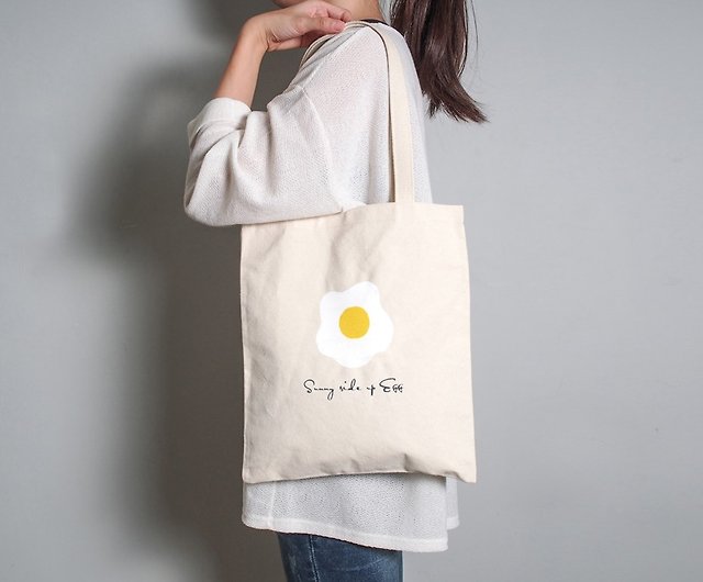 Hand-painted handprint embryo cloth bag [poached egg] single-sided