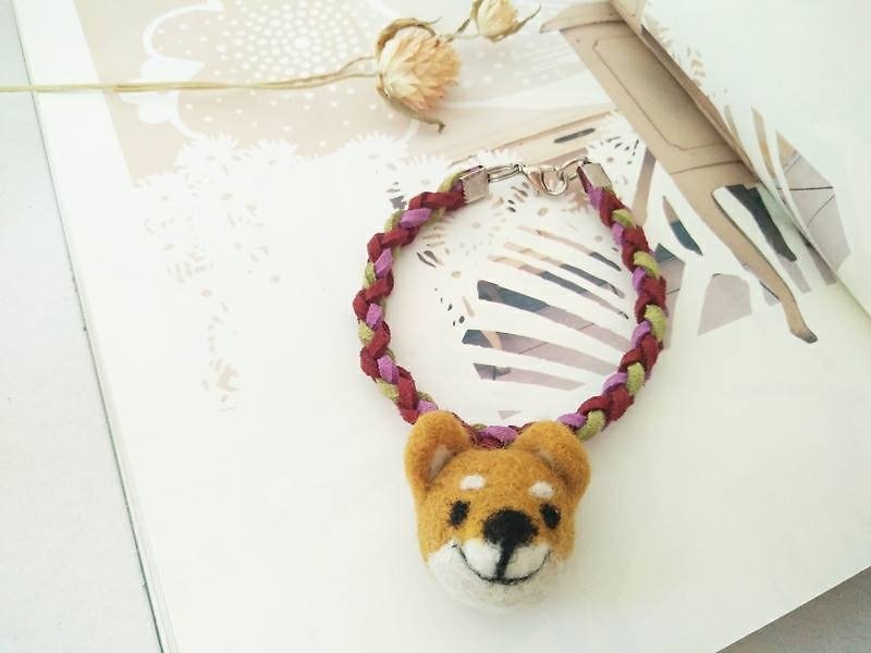 miniyue 羊毛氈 動物吊飾 編織手環：柴犬 台灣製造 全手工 - 手鍊/手環 - 羊毛 咖啡色