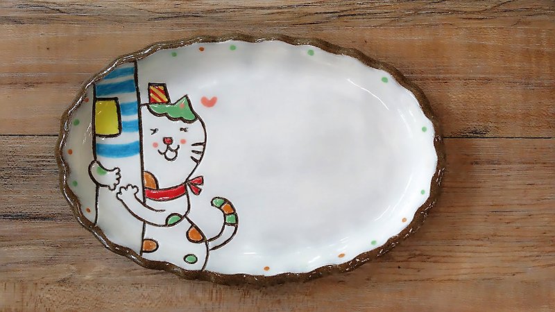 【造型盤】貓咪小王子─偷偷看著你 - 花瓶/陶器 - 陶 