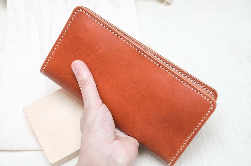# Long wallet starting today the Card and bills neatly put away! Card 12 + 2 clip money clip wallet classic design, simple leather beauty is reflected ~ | Free lettering | Taiwan and Hong Kong Free transport ~ - กระเป๋าสตางค์ - หนังแท้ สีส้ม