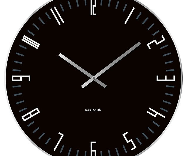 Karlsson Wall Clock 60cm Xl Slim Index Mirror Edge Black Glass Digital Large Urlifestyle Clocks I - Xl Mirrored Wall Clock