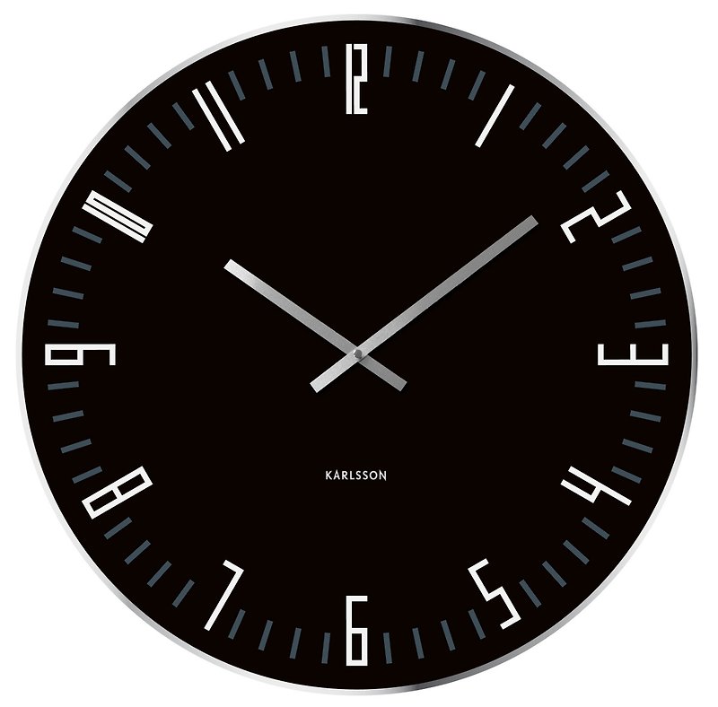 カールソン、ウォールクロック60センチメートルXLスリムインデックスミラーエッジブラックガラスデジタル時計（大） - 時計 - ガラス ブラック