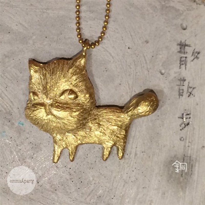 emmaAparty handmade pure copper necklace ``walking cat'' - Necklaces - Copper & Brass 