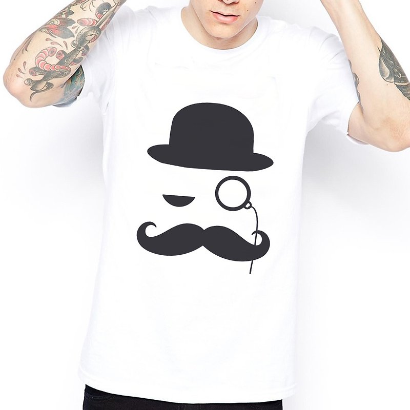 LIKE A SIR短袖T恤-2色 紳士 公爵 鬍子 鬍鬚 復古 眼鏡 文青 藝術 設計 時髦 - 男 T 恤 - 其他材質 多色