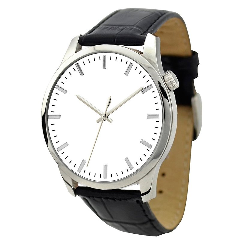 Men's Simple Watch White Face Silver Nail-Free Shipping Worldwide - นาฬิกาผู้หญิง - โลหะ ขาว