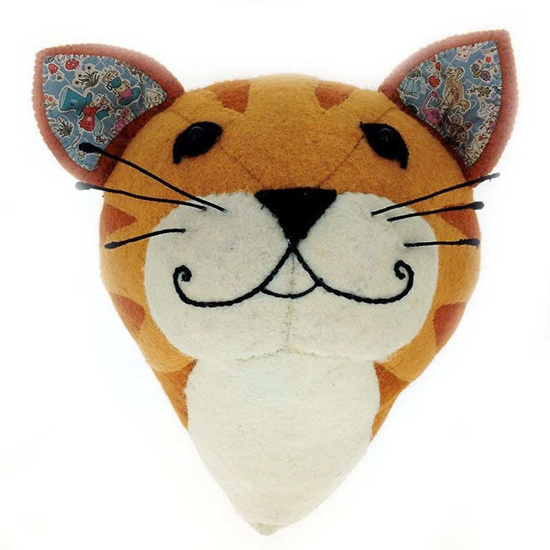 Fiona Walker English fairy tale style animal head handmade wall decoration - smiling cat - ตกแต่งผนัง - กระดาษ สีส้ม