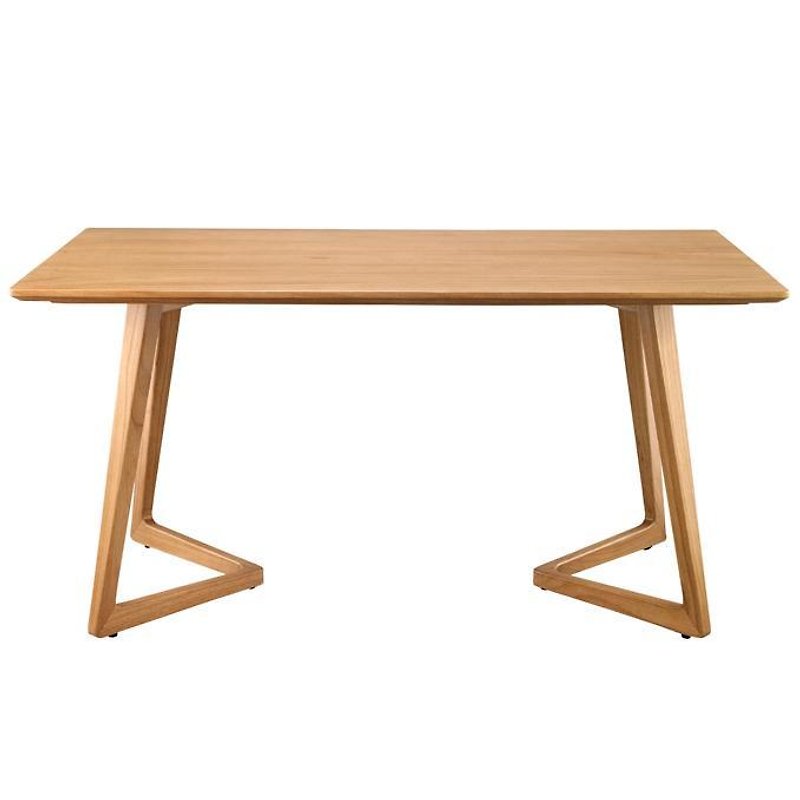 UWOOD Double V-leg Rectangular Solid Wood Dining Table [DENMARK Ashes] WRTA09R1 - Other Furniture - Wood Gold