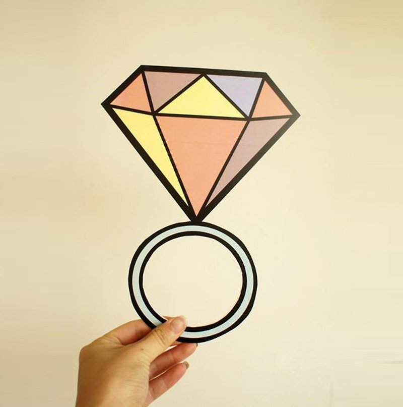Hand-made / Wedding small objects / Big ring / Cartoon diamond ring / Q version diamond ring / Proposal props - งานไม้/ไม้ไผ่/ตัดกระดาษ - กระดาษ หลากหลายสี