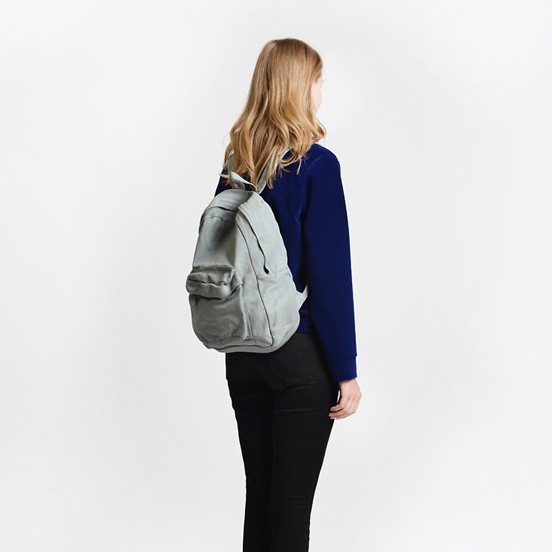 MSKOOK washed sheepskin shoulder bag - Grey - Backpacks - Genuine Leather Gray