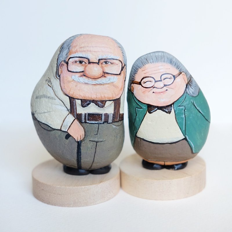 The Couple Grandparents Stone painting. - Other - Stone Multicolor